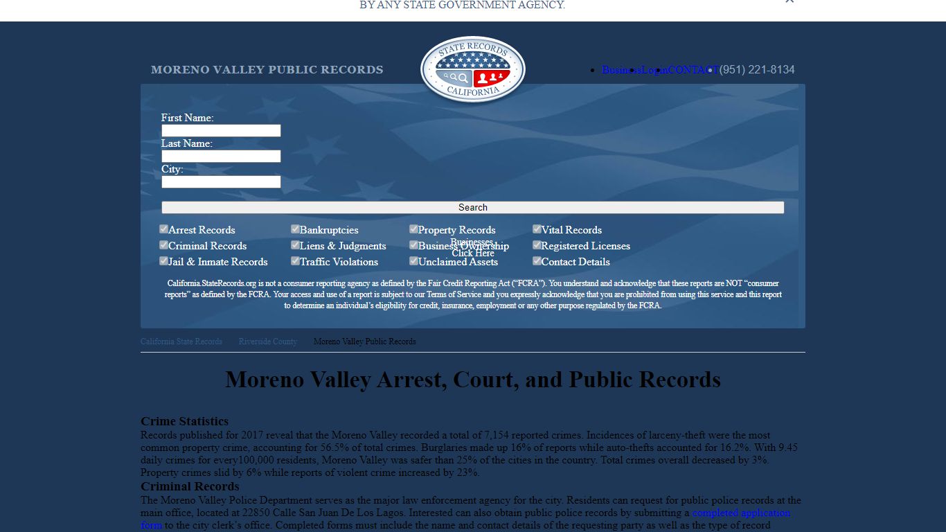 Moreno Valley Arrest and Public Records - StateRecords.org